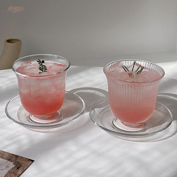 グラス おしゃれ カップ ガラス ガラスカップ＆ソーサーセット ティーカップ ティー コーヒーコ 酒グラス シンプル 耐熱 耐冷 プレゼント 食洗機対応 贈り物 お祝い