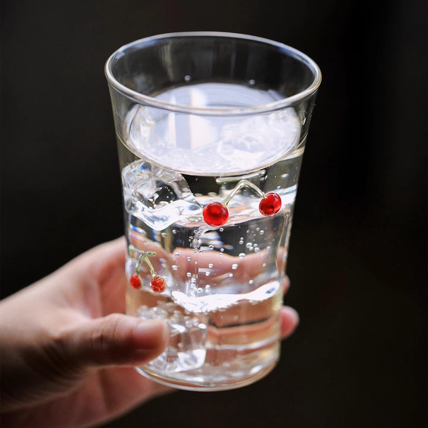グラス さくらんぼ柄 耐熱ガラス製 300ml グラスコカップ おしゃれ 電子レンジ対応 誕生日 ギフト プレゼント ギフト包装可