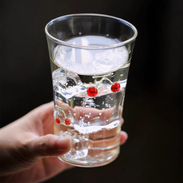 グラス さくらんぼ柄 耐熱ガラス製 300ml グラスコカップ おしゃれ 電子レンジ対応 誕生日 ギフト プレゼント ギフト包装可