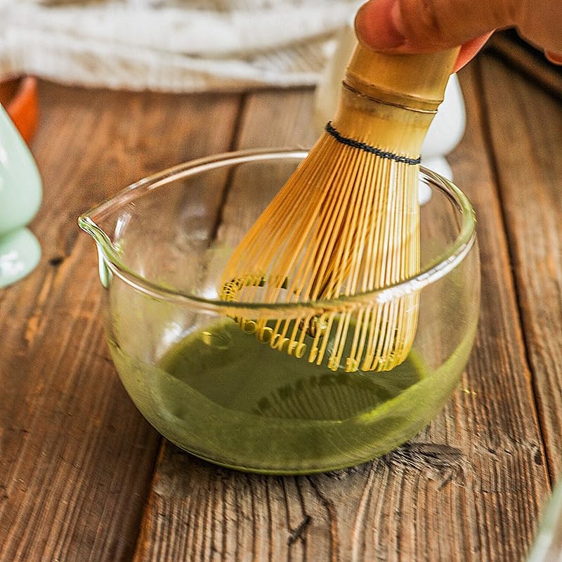 ガラス片口茶碗セット お点前 抹茶道具 茶道具 茶碗 透明茶筅立て 茶筅(百本立) 茶杓