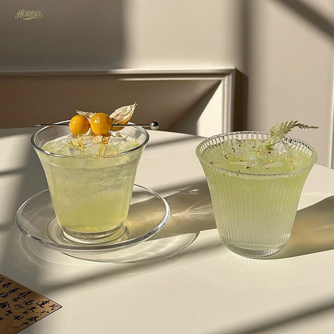 グラス カップ おしゃれ ガラス ガラスコップ＆ソーサーセット 耐熱 耐冷 ティーカップ ティー コーヒーコ 酒グラス シンプル プレゼント 食洗機対応 贈り物 お祝い