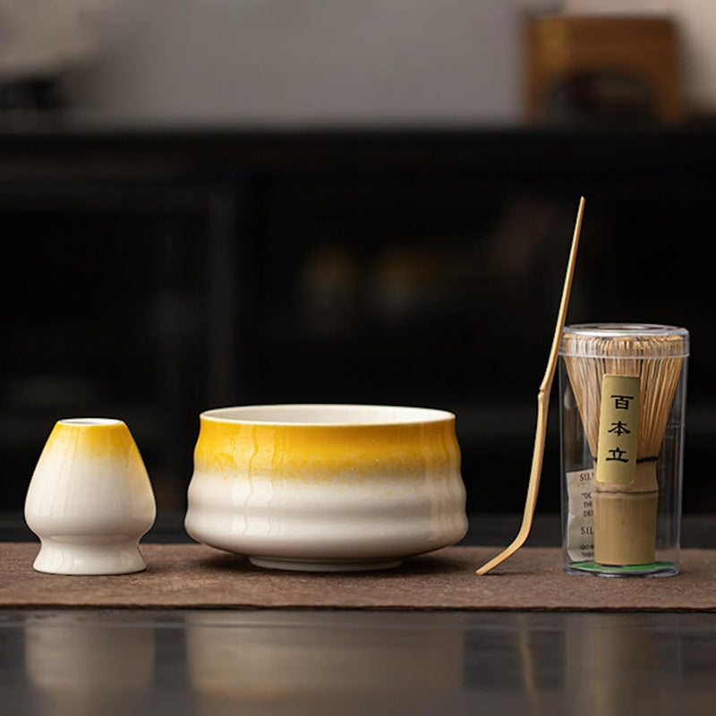 抹茶セット 初心者 お点前セット 茶道具 茶器 セット 4点セット 陶器 抹茶碗 茶杓 茶筅 茶せん 百本立 茶筅立て くせ直し お手入れも簡単 おうち時間グッズ 母の日 父の日 誕生日 贈り物 580ml グラデーショングリーン