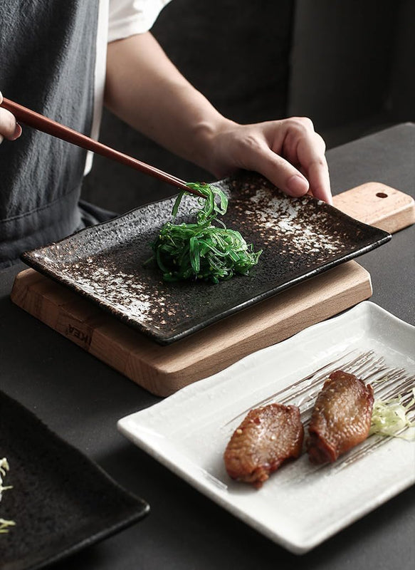 長角皿 陶器 お皿セット すし 焼き物皿 魚 皿 刺身皿 焼き魚皿 寿司皿 長皿 魚料理 和食 揚げ物 お茶 ソース入 薬味壺 長方形 プレート 食器 レストラン 居酒屋 和風 磁器 おしゃれ HEKOUP