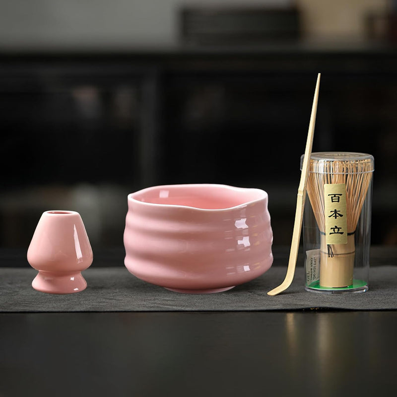 抹茶セット 初心者 お点前セット 茶道具 茶器 セット 4点セット 陶器 抹茶碗 茶杓 茶筅 茶せん 百本立 茶筅立て くせ直し お手入れも簡単 おうち時間グッズ 母の日 父の日 誕生日 贈り物 580ml グラデーショングリーン