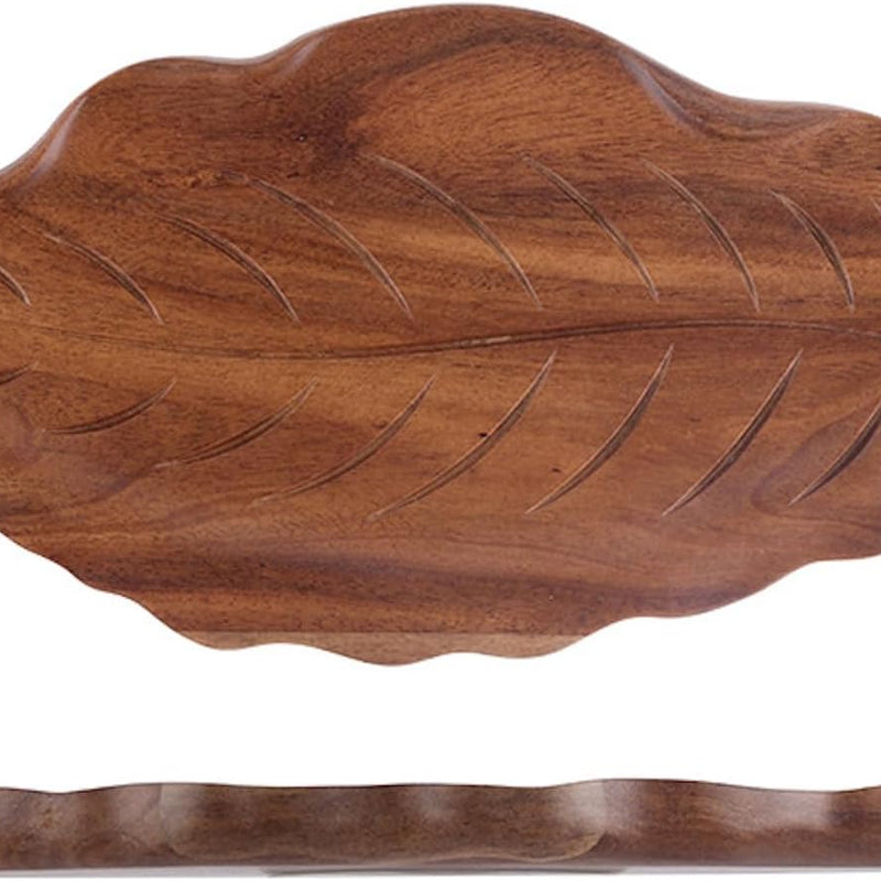 木製トレー 滑らないトレー 天然木 多機能 多目的トレイ 小物入れ 北欧 トレイ 小物収納 食器 皿 調味料皿 小皿 前菜プレート キッチン用品 家庭用 葉の形 22.5×10.5×1.5cm