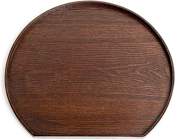 MIYUNO トレー 木製 茶席 お盆 半月形 半月盆 おぼん 天然木 トレイ ガラス 小物入れ 茶道具 茶托 おしゃれ 盛器 ガラス皿 小物入れ 茶道具 お皿 小皿 豆皿 胡桃色 カフェトレー ティートレー 中国茶器 急須置き お洒落 おしゃれ YUETO