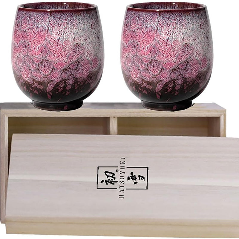 湯呑 山桜 2点セット 湯呑み 湯のみ 桜 直径7.5×高さ8.0cm 磁器 桜 断熱 ピンク 桃色 170ml おしゃれ 食器 和風 優雅 お茶 高級 さび お祝い プレゼント おすすめ