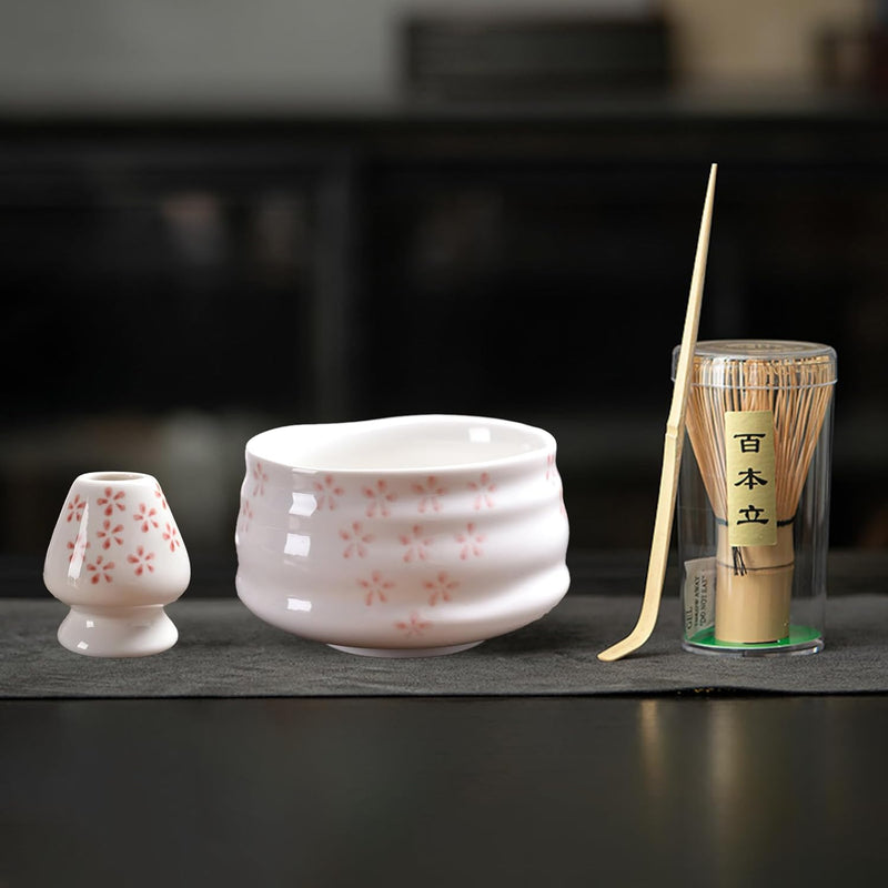 抹茶セット 初心者 お点前セット 茶道具 茶器 セット 4点セット 陶器 抹茶碗 茶杓 茶筅 茶せん 百本立 茶筅立て くせ直し お手入れも簡単 おうち時間グッズ 母の日 父の日 誕生日 贈り物 580ml グラデーショングリーン