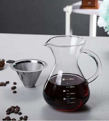 コーヒーサーバー 割れない ドリップコーヒーサーバー 大容量 コーヒードリッパー 耐熱ガラス 400ml 600ml 800ml 目盛付き ペーパーコーヒーフィルター不要 器具 コーヒーサーバーセット ハンドドリップ コーヒーカラフェ コーヒーサーバー 喫茶店 おしゃれ