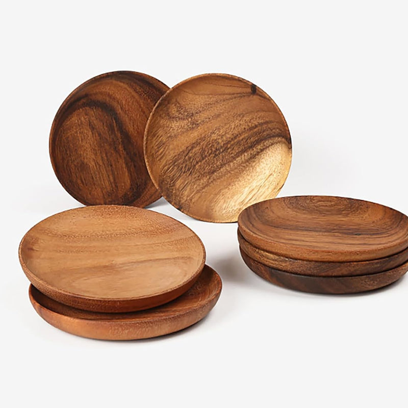 MIYUNO トレイ 果物皿 丸型 茶盤 無垢材 ウォールナット 木製 おしゃれ フルーツプレート サービングトレイ ナチュラル 盆 多用途 キッチン雑貨 ギフトにも クルミ トレイ 漆塗り 木目 TMY1