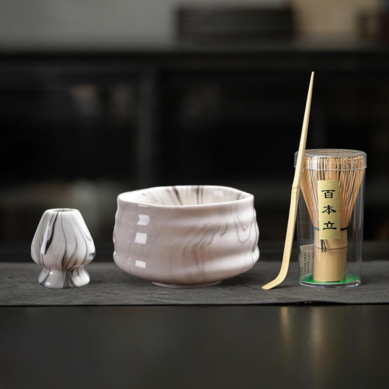 抹茶セット 初心者 お点前セット 茶道具 茶器 セット 4点セット 陶器 抹茶碗 茶杓 茶筅 茶せん 百本立 茶筅立て くせ直し お手入れも簡単 おうち時間グッズ 母の日 父の日 誕生日 贈り物 580ml グラデーショングリーン