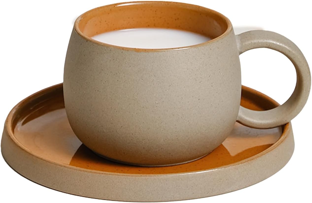 コーヒーカップ 陶器 ソーサー セット セラミック  250ml ピンク