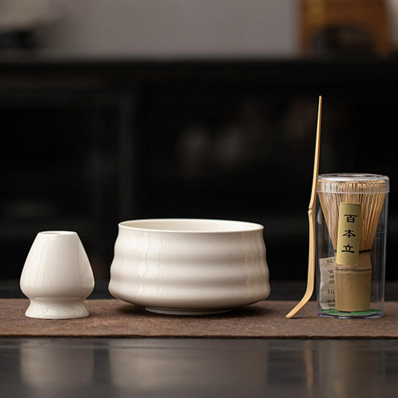 抹茶セット 初心者 お点前セット 茶道具 茶器 セット 4点セット 陶器 抹茶碗 茶杓 茶筅 茶せん 百本立 茶筅立て くせ直し お手入れも簡単 おうち時間グッズ 母の日 父の日 誕生日 贈り物 580ml グラデーショングリーン