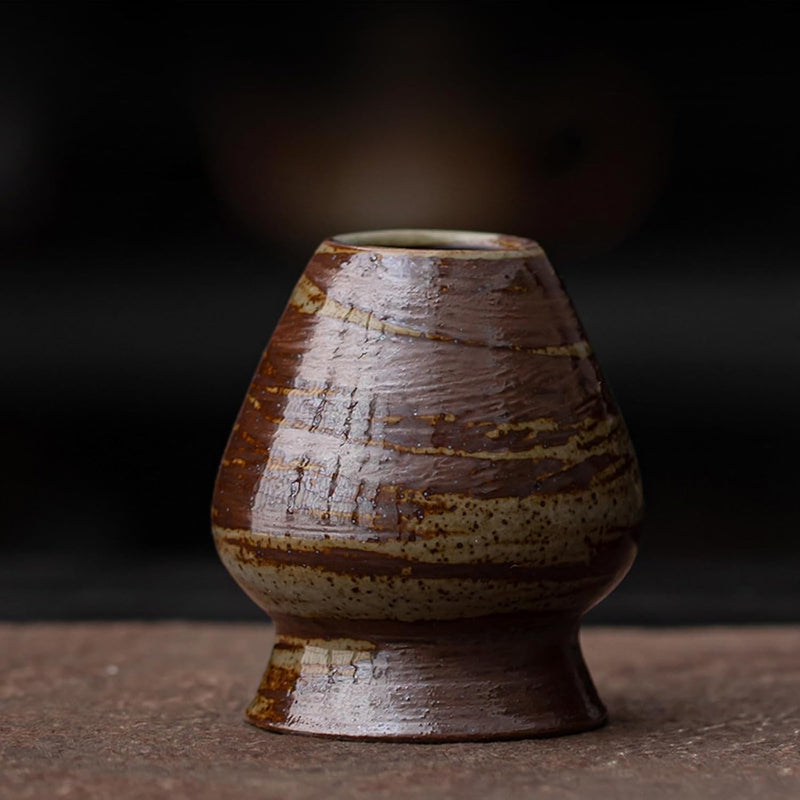 MIYUNO 抹茶セット 茶道具 初心者 自宅用 お点前セット 4点セット 陶器 抹茶茶碗 茶杓 茶筅 茶せん 百本立 茶筅立て くせ直し お手入れも簡単 母の日 父の日 誕生日 贈り物 おしゃれ ブラック 330ml