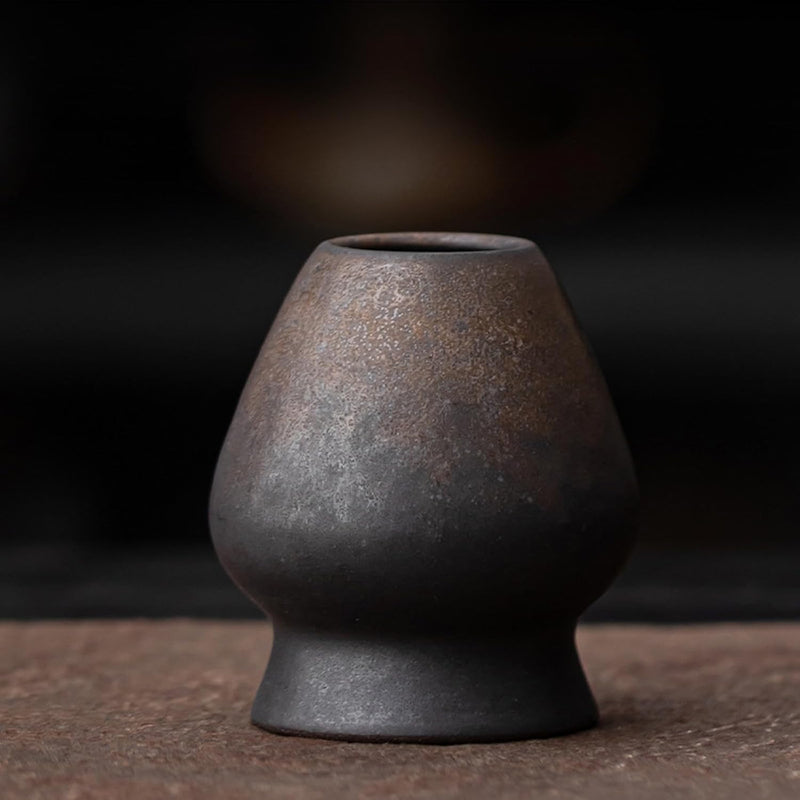 MIYUNO 抹茶セット 茶道具 初心者 自宅用 お点前セット 4点セット 陶器 抹茶茶碗 茶杓 茶筅 茶せん 百本立 茶筅立て くせ直し お手入れも簡単 母の日 父の日 誕生日 贈り物 おしゃれ ブラック 330ml