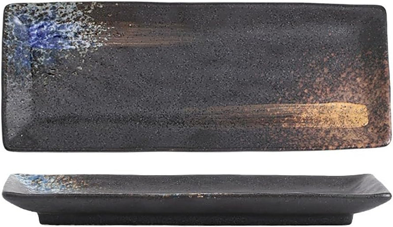 長角皿 陶器 お皿セット すし 焼き物皿 魚 皿 刺身皿 焼き魚皿 寿司皿 長皿 魚料理 和食 揚げ物 お茶 ソース入 薬味壺 長方形 プレート 食器 レストラン 居酒屋 和風 磁器 おしゃれ QIUWENP