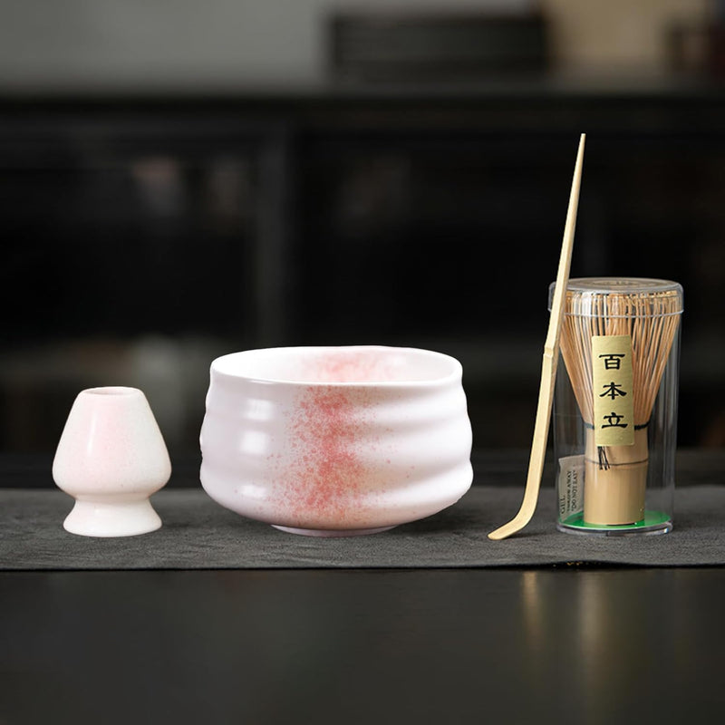 抹茶セット 初心者 お点前セット 茶道具 茶器 セット 4点セット 陶器 抹茶碗 茶杓 茶筅 茶せん 百本立 茶筅立て くせ直し お手入れも簡単 おうち時間グッズ 母の日 父の日 誕生日 贈り物 580ml グラデーショングリーン