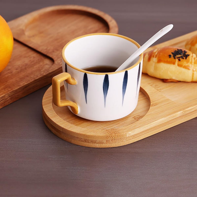 MIYUNO トレー コースター 2個セット 丸型 仕切り 木製 茶席 お盆 天然木 トレイ ガラス 小物入れ 茶道具 茶托 おしゃれ 盛器 ガラス皿 小物入れ 茶道具 お皿 小皿 豆皿 胡桃色 カフェトレー ティートレー 中国茶器 急須置き お洒落 朝食 カフェス デザート スナックアフタヌーンティー おしゃれ