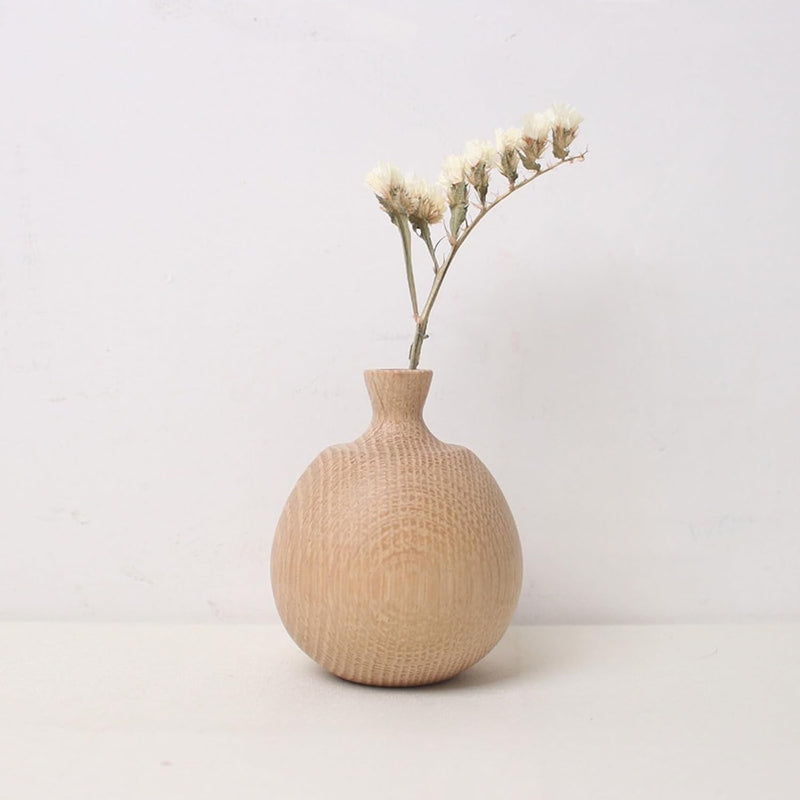 花瓶 木製 一輪挿し フラワーベース 小さい ミニサイズ 割れない flower vase おしゃれ 生け花 花器 インテリア飾り 寝室 造花用 装飾家の装飾 和風花瓶 (穴直径4.5cm、4.5*7cm)