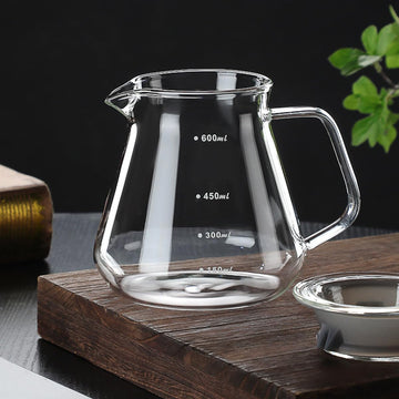 コーヒードリッパー ハンドドリップセット コーヒーサーバー 割れない コーヒー サーバー 高ホウ素シリカガラス材料 耐熱ガラス 直火対応 耐寒性 透明 蓋付き 電子レンジ·食洗機対応 目盛り付き コーヒー用品 使いやすい 洗いやすい 多用途 家用 喫茶店 1~4杯用 600ml グレー