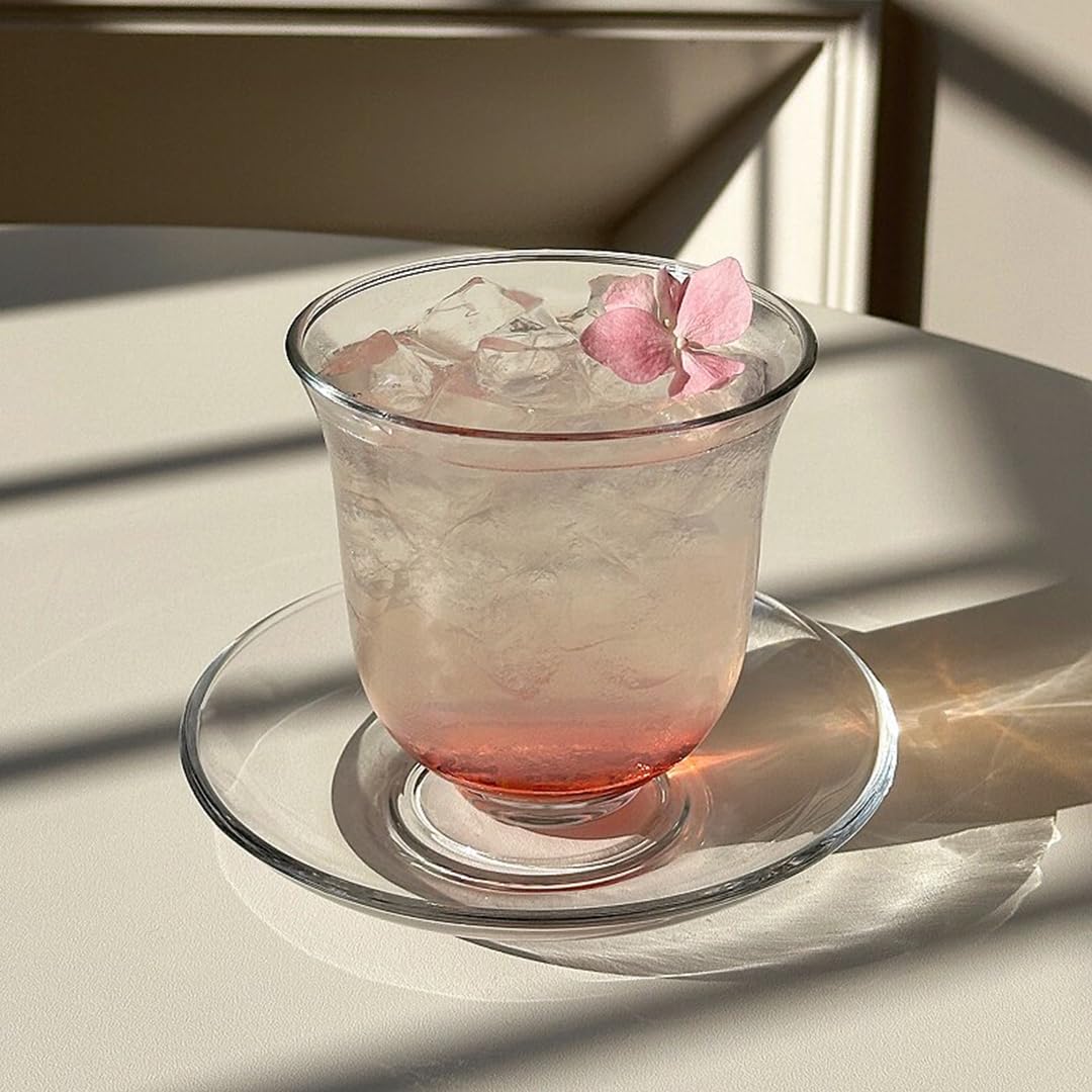 グラス おしゃれ カップ ガラス ガラスカップ＆ソーサーセット ティーカップ ティー コーヒーコ 酒グラス シンプル 耐熱 耐冷 プレゼント 食洗機対応 贈り物 お祝い