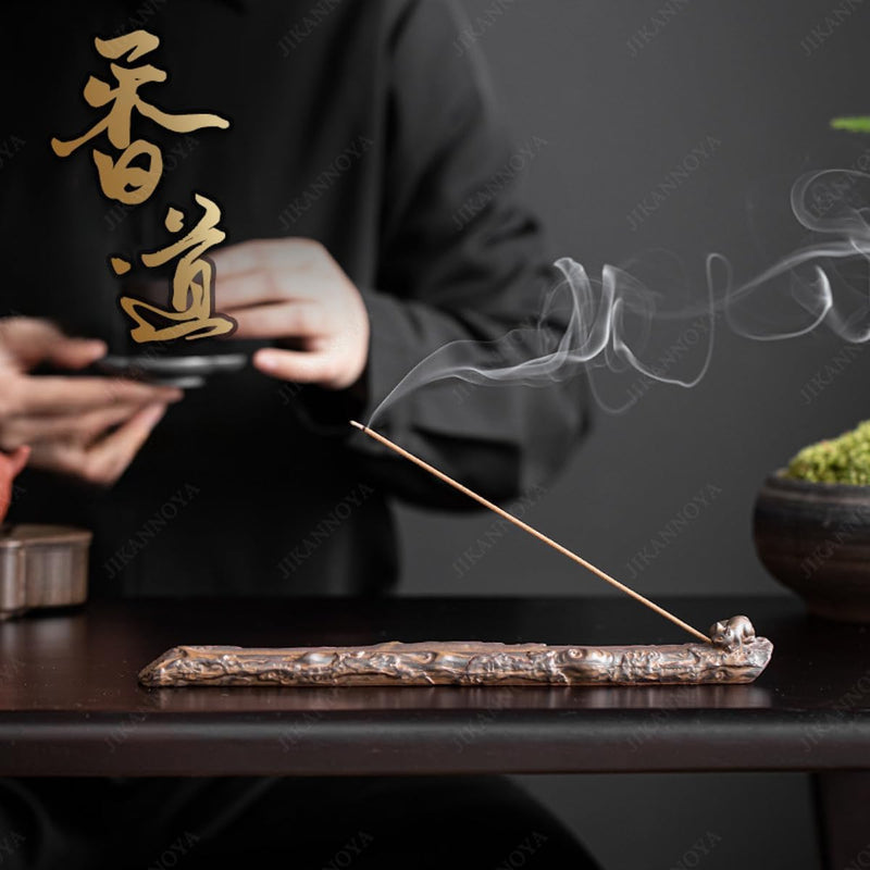 お香立て 灰がこぼれない 横置き 線香立て 陶器 おしゃれ インセンスホルダー 香炉 線香皿 線香 御洒落 人気 仏壇用 睡眠 リラックス 茶室 茶道 瞑想 書斎 長さ26.5cm リス