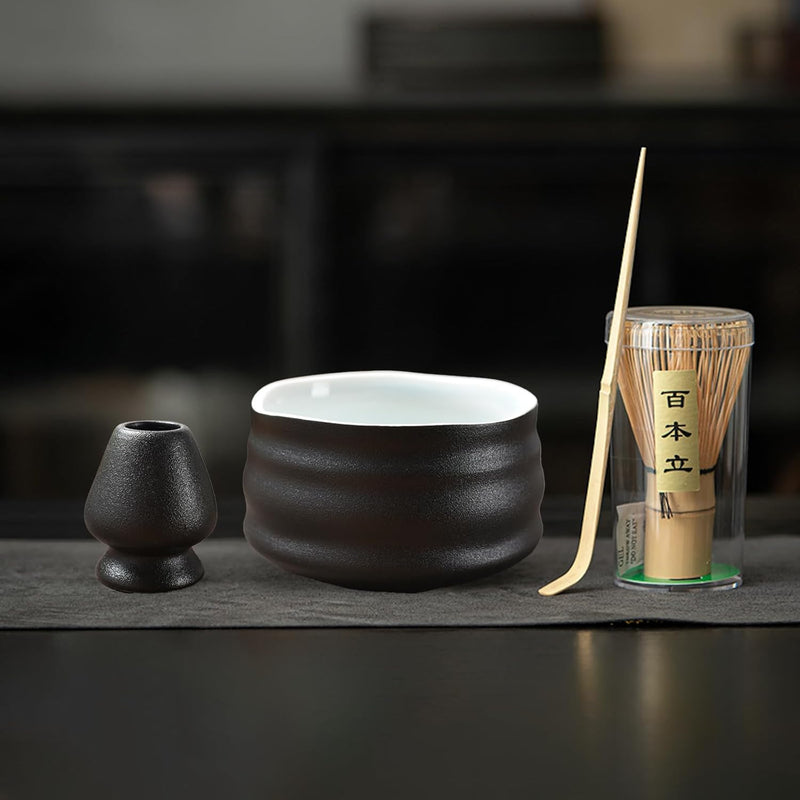 抹茶セット 初心者 お点前セット 茶道具 茶器 セット 4点セット 陶器 抹茶碗 茶杓 茶筅 茶せん 百本立 茶筅立て くせ直し お手入れも簡単 おうち時間グッズ 母の日 父の日 誕生日 贈り物 580ml グラデーショングリーン