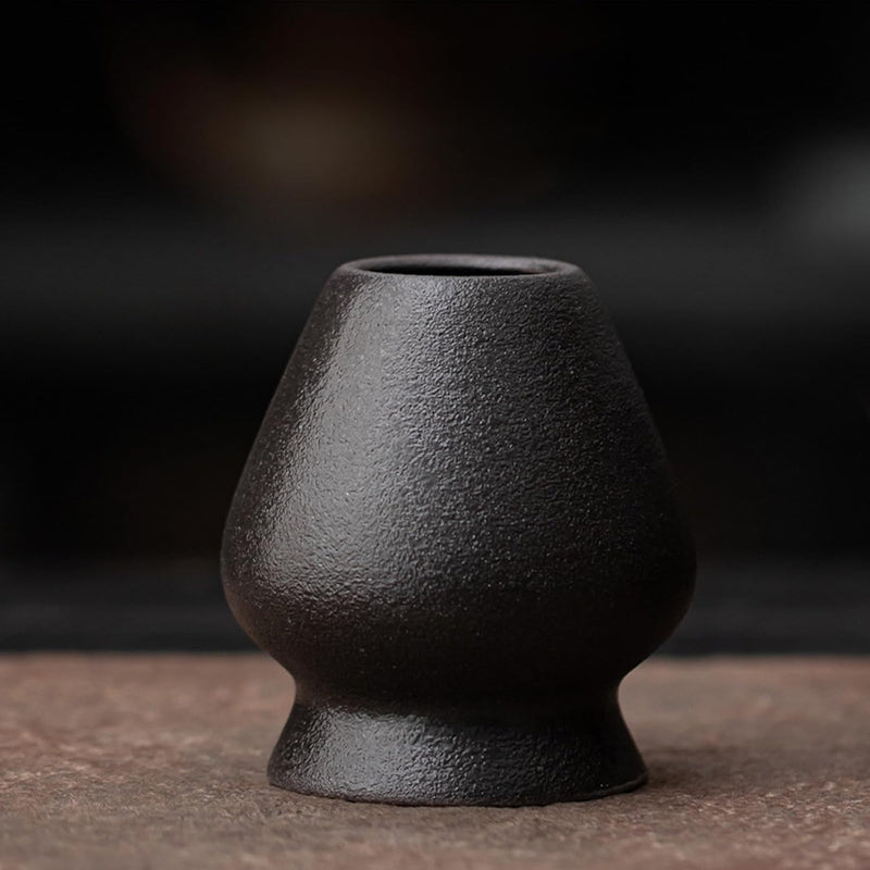 MIYUNO 抹茶セット 茶道具 初心者 自宅用 お点前セット 4点セット 陶器 抹茶茶碗 茶杓 茶筅 茶せん 百本立 茶筅立て くせ直し お手入れも簡単 母の日 父の日 誕生日 贈り物 おしゃれ ブラック 330ml