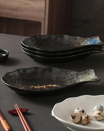 魚の皿 5枚セット 陶器 お皿セット すし 焼き物皿 魚 皿 刺身皿 焼き魚皿 寿司皿 長皿 魚料理 和食 揚げ物 お茶 ソース入 薬味壺 長方形 プレート 食器 レストラン 居酒屋 和風 磁器 おしゃれ yuxingp