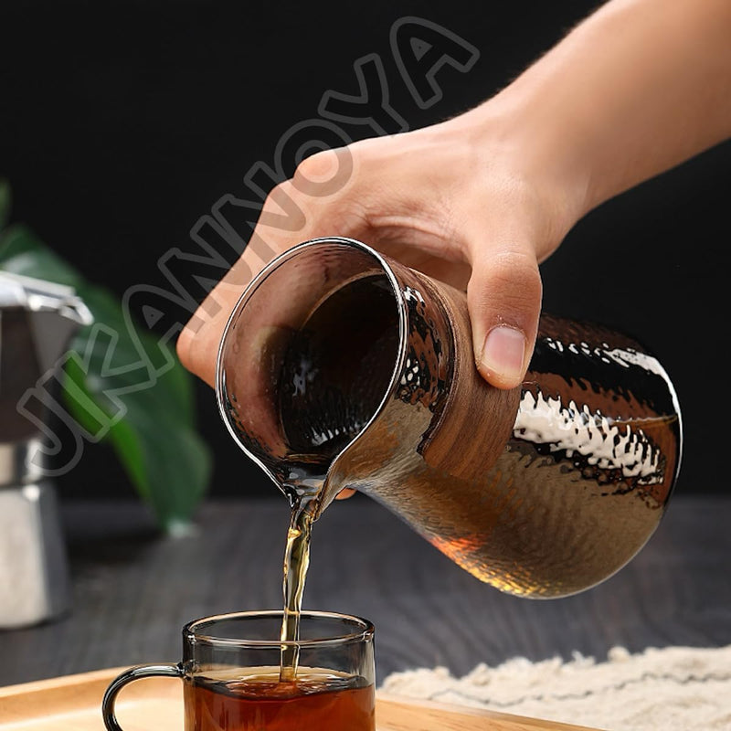 コーヒーサーバー 割れない コーヒー サーバー 高ホウ素シリカガラス 耐熱ガラス 直火対応 耐寒性 クルミ材 コーヒーポット 透明 割れないコーヒーサーバー 電子レンジ 食洗機対応 コーヒー用品 使いやすい 洗いやすい 多用途 家用 喫茶店 1~3杯用 500ml ストライプ