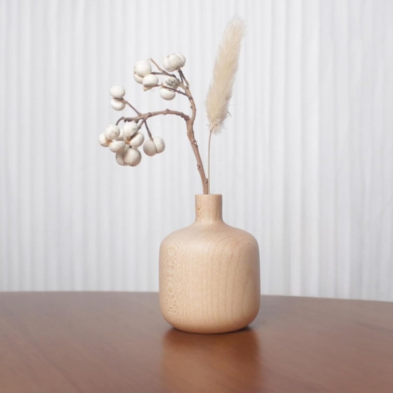 花瓶 木製 一輪挿し フラワーベース 小さい ミニサイズ 割れない flower vase おしゃれ 生け花 花器 インテリア飾り 寝室 造花用 装飾家の装飾 和風花瓶 (穴直径4.5cm、4.5*7cm)