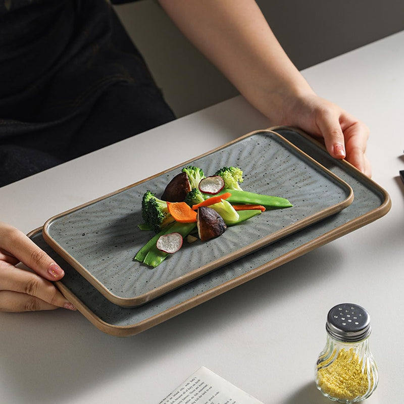 MIYUNNO 焼き物皿 和食器 刺身皿 陶器 長皿 磁器 皿 角皿 焼物皿 焼き魚皿 魚料理 レストラン 居酒屋 和風 おしゃれ 電子レンジ 食洗機対応 食器 お皿セット 1枚 カラー2 25.5x14x1.6cm