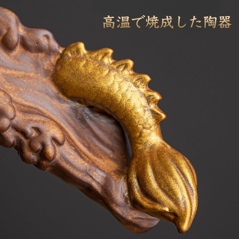 JIKANNOYA お香立て 横置き 龍 線香立て 灰がこぼれない 陶器 おしゃれ インセンスホルダー 香炉 線香皿 線香 御洒落 人気 仏壇用 睡眠 リラックス 茶室 茶道 瞑想 書斎 長さ31cm ブルー