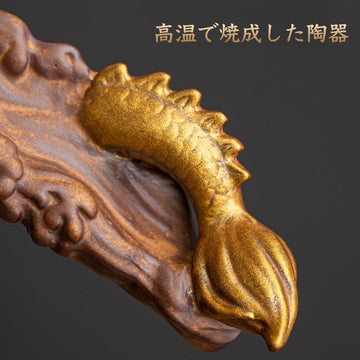 MIYUNO お香立て 横置き 龍 線香立て 灰がこぼれない 陶器 おしゃれ インセンスホルダー 香炉 線香皿 線香 御洒落 人気 仏壇用 睡眠 リラックス 茶室 茶道 瞑想 書斎 長さ31cm ブルー