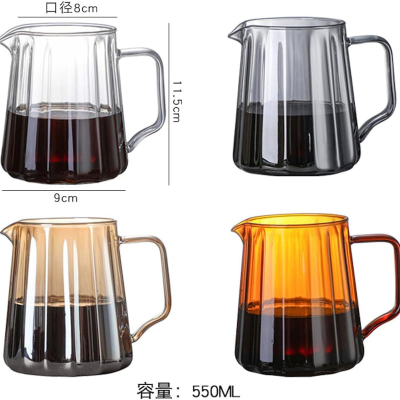 コーヒーサーバー 割れない 高ホウ素シリカガラス材料 耐熱ガラス 直火対応 耐寒性 ドリッパー 電子レンジ·食洗機対応 コーヒー用品 洗いやすい 多用途 家用 喫茶店 1~4杯用 550ml 透明