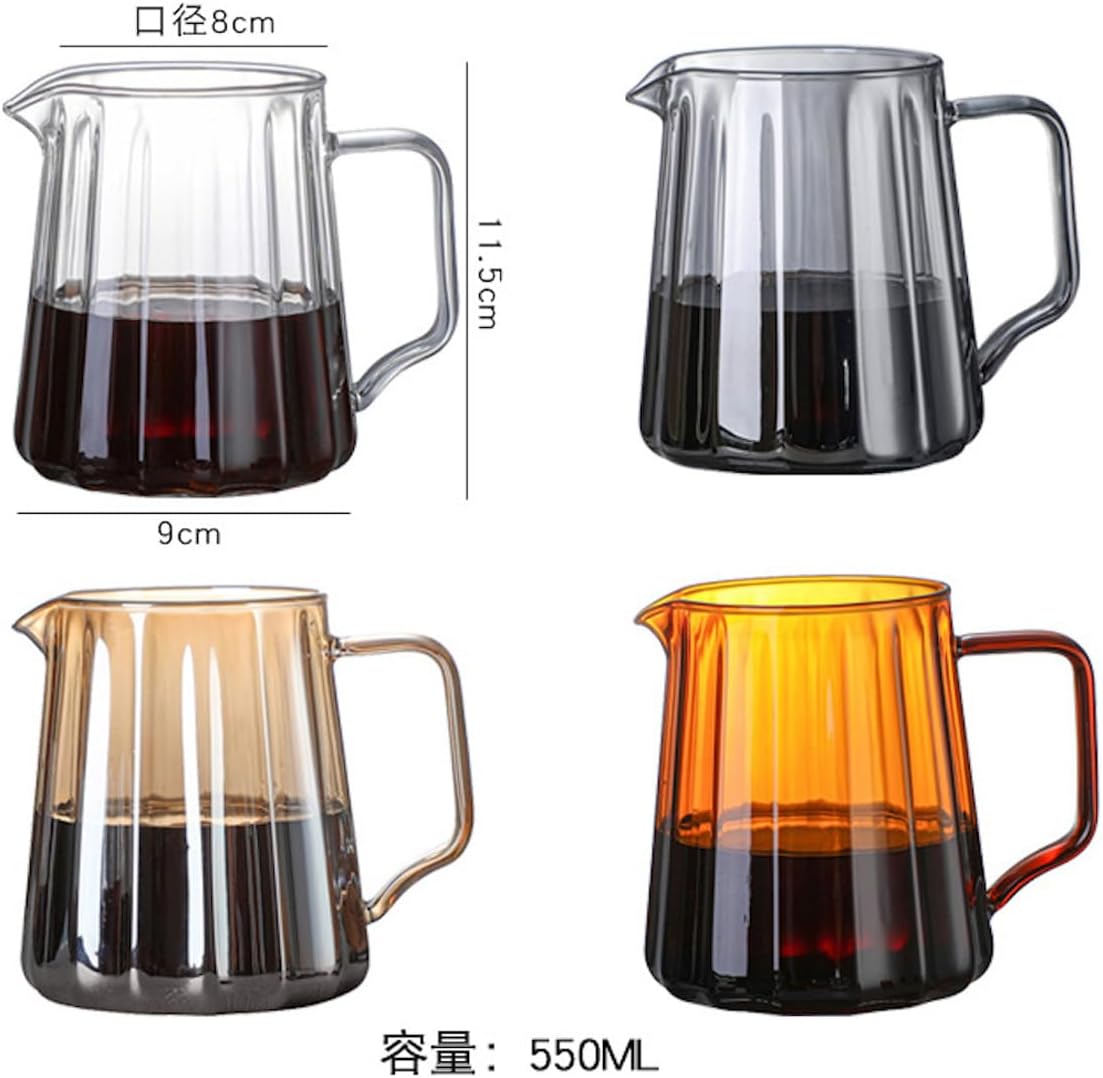 コーヒーサーバー 割れない 高ホウ素シリカガラス材料 耐熱ガラス 直火対応 耐寒性 ドリッパー 電子レンジ·食洗機対応 コーヒー用品 洗いやすい 多用途 家用 喫茶店 1~4杯用 550ml 透明
