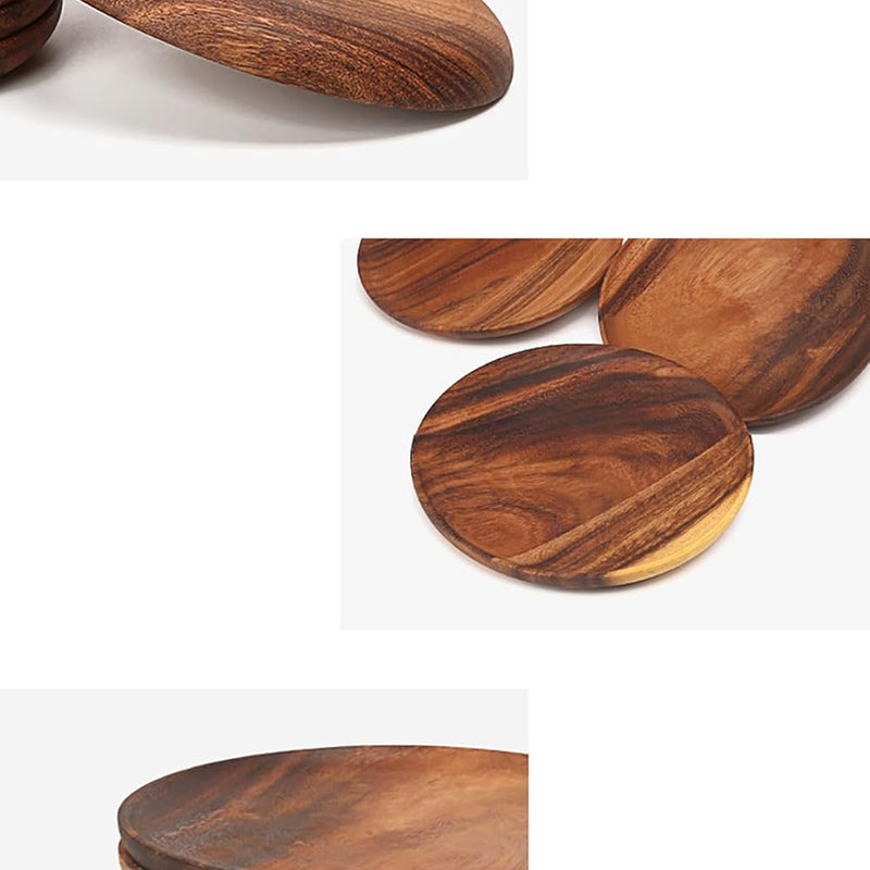 MIYUNO トレイ 果物皿 丸型 茶盤 無垢材 ウォールナット 木製 おしゃれ フルーツプレート サービングトレイ ナチュラル 盆 多用途 キッチン雑貨 ギフトにも クルミ トレイ 漆塗り 木目 TMY1