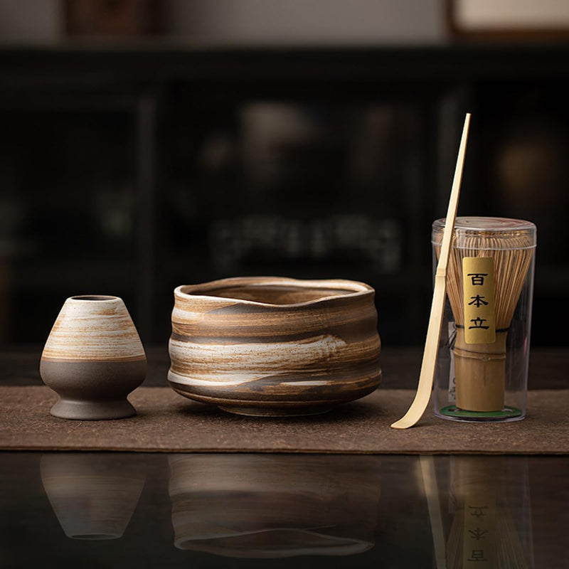 MIYUNO 抹茶セット お点前セット 茶道具 セット 4点セット 茶杓 茶筅 茶せん 百本立 茶筅立て くせ直し 初心者 お手入れも簡単 母の日 父の日 誕生日 贈り物