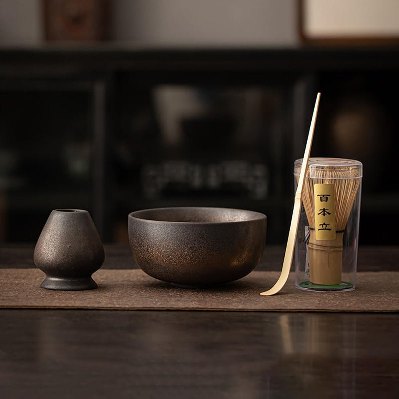 MIYUNO 抹茶セット お点前セット 茶道具 セット 4点セット 茶杓 茶筅 茶せん 百本立 茶筅立て くせ直し 初心者 お手入れも簡単 母の日 父の日 誕生日 贈り物