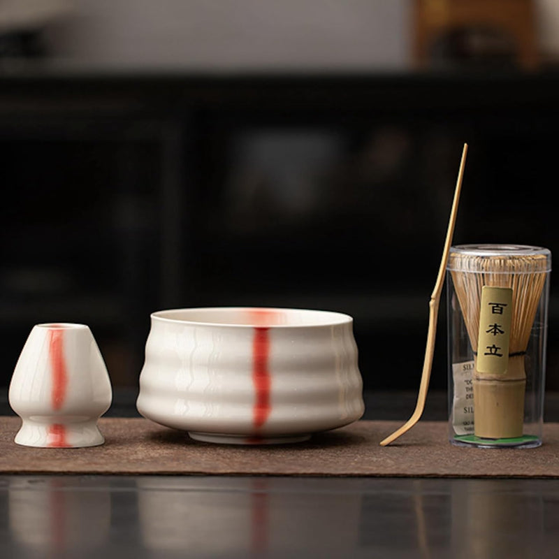 抹茶セット 初心者 お点前セット 茶道具 茶器 セット 4点セット 陶器 抹茶碗 茶杓 茶筅 茶せん 百本立 茶筅立て くせ直し お手入れも簡単 おうち時間グッズ 母の日 父の日 誕生日 贈り物 580ml グラデーショングリーン