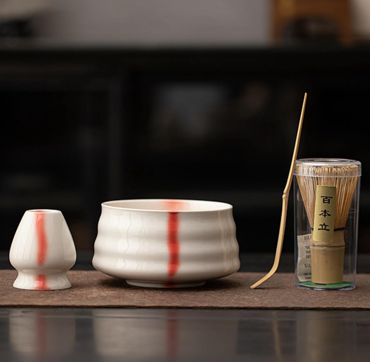 抹茶セット 初心者 お点前セット 茶道具 茶器 セット 4点セット 陶器 抹茶碗 茶杓 茶筅 茶せん 百本立 茶筅立て くせ直し お手入れも簡単 おうち時間グッズ 母の日 父の日 誕生日 贈り物 580ml グラデーショングリーン