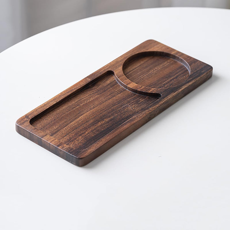 MIYUNO トレー コースター 丸型 仕切り 木製 茶席 お盆 天然木 トレイ 小物入れ 茶道具 茶托 盛器 お皿 小皿 豆皿 胡桃色 カフェ ティー 中国茶器 急須置き 朝食 カフェスデザート スナックアフタヌーンティー おしゃれ CHAKA-BD