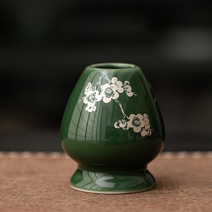 茶筅立て(グリーン花柄)