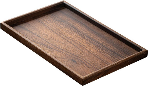 MIYUNO トレイ お盆 大きい 木製 ウオルナット おしゃれ おぼん 長手盆 北欧 滑り止め トレイ 小物置き 収納 ランチョン お膳 お茶 食事用 卓上用 定食盆 多機能 便利 家庭用 業務用 長方形 35×23×2.3cm