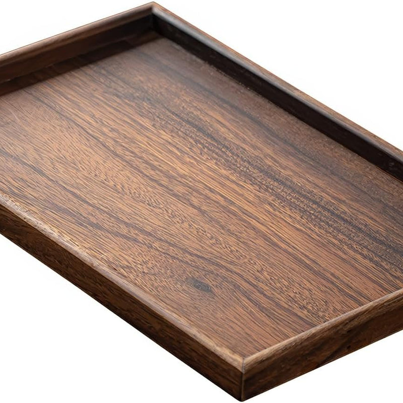 MIYUNO トレイ お盆 大きい 木製 ウオルナット おしゃれ おぼん 長手盆 北欧 滑り止め トレイ 小物置き 収納 ランチョン お膳 お茶 食事用 卓上用 定食盆 多機能 便利 家庭用 業務用 長方形 35×23×2.3cm