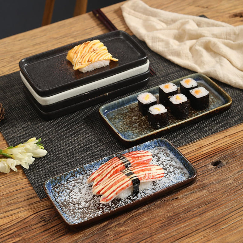 MIYUNNO 焼物皿 和食器 刺身皿 陶器 長皿 磁器 皿 角皿 焼き魚皿 焼き物皿 魚料理 レストラン 居酒屋 和風 おしゃれ 電子レンジ 食洗機対応 食器 お皿セット 3枚セット カラー7 19x9.5x2cm