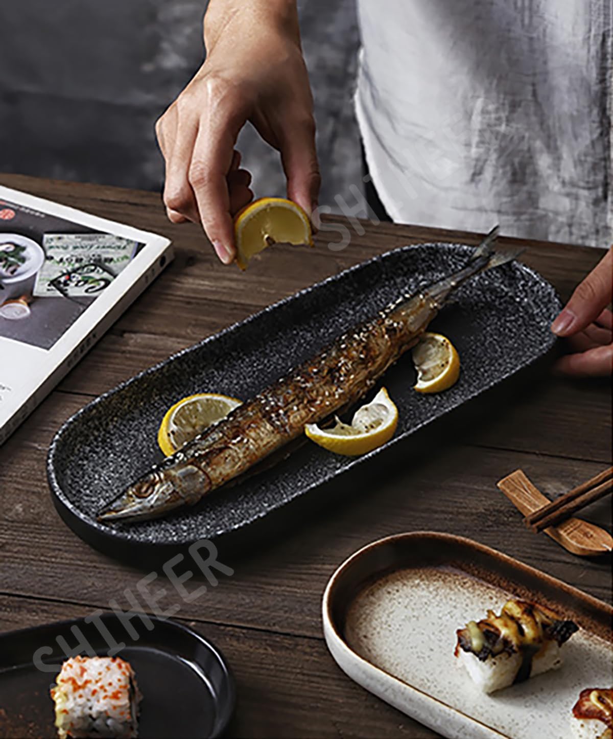 MIYUNO 楕円皿 長角皿 3枚セット 陶器 お皿セット すし 焼物皿 焼き物皿 魚 皿 取り皿 刺身皿 焼き魚皿 寿司皿 長皿 魚料理 和食 食器セット 魚焼き器 揚げ物 お茶 長方形 プレート 食器 レストラン 居酒屋 業務用 和風 磁器 おしゃれ 電子レンジ 食洗機対応 40-tuoyupan