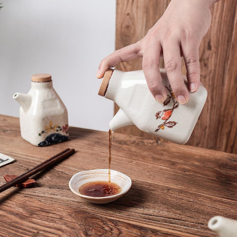 MIYUNO 醤油差し 陶器 しょうゆ差し 醤油 ソース 調味料入れ おしゃれ 陶器製 和風 ドレッシング ボトル 調味料ポット 和食器 料理 酢 油入れ オイル容器 料理用 サラダ 高温耐性 漏れ防止 食卓用 刺身 ラーメン プレゼント カラー1