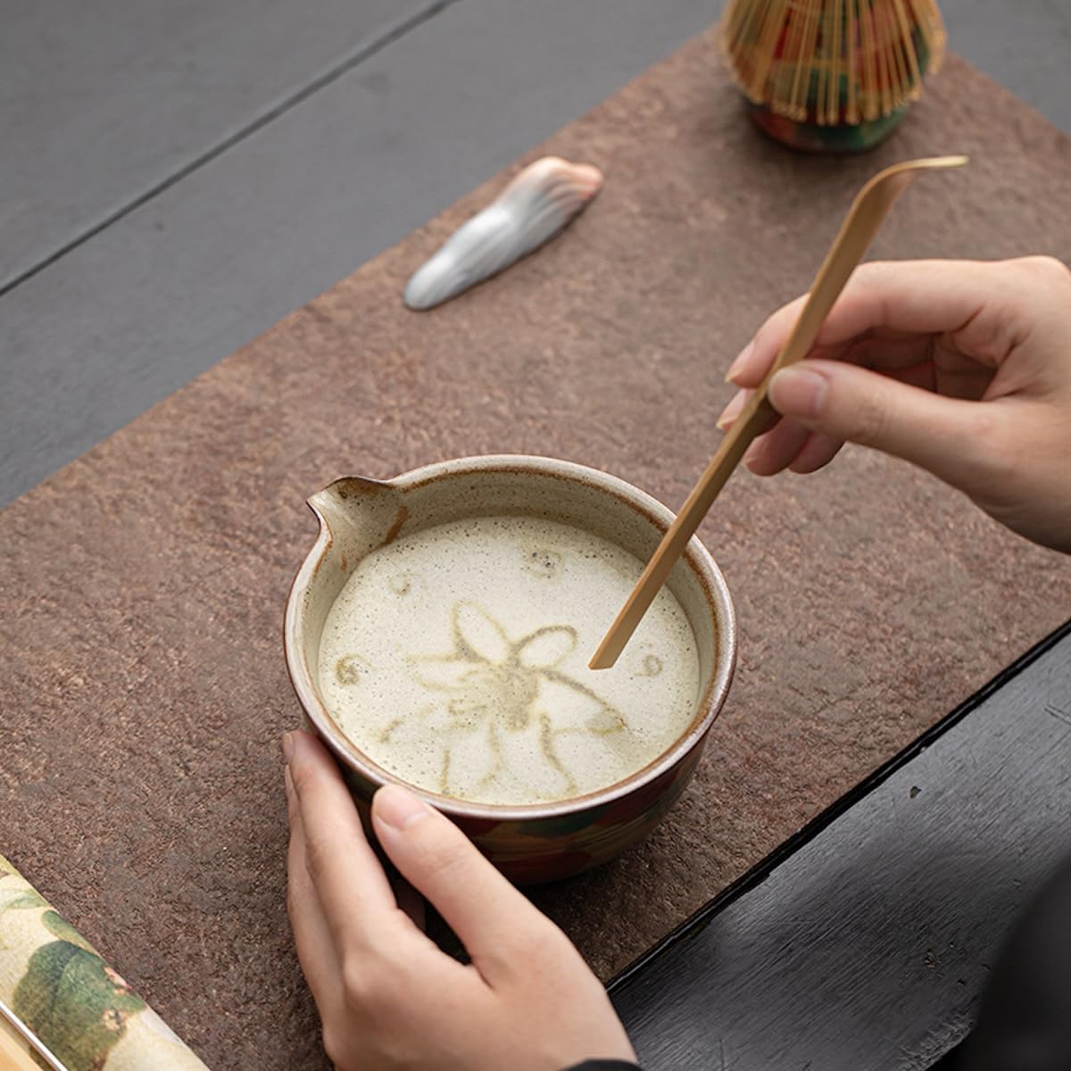 抹茶セット 抹茶 セット 自宅用 茶道具 初心者 4点セット お点前セット 抹茶 陶器 抹茶茶碗 注ぎ口付き 茶杓 茶せん 百本立 茶筅立て くせ直し 茶道セット matcha set for beginners お手入れも簡単 母の日 父の日 誕生日 贈り物 おしゃれ モネスタイル 330ml CJ121