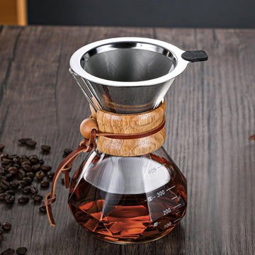 MIYUNO コーヒーポット 割れない 800ml 高ホウ素シリカガラス材料 目盛付き 直火対応 無垢材のハンドル コーヒーサーバー ドリップコーヒーサーバー ペーパーコーヒーフィルター不要 ダイヤモンド 電子レンジ 食洗機対応 コーヒー用品 使いやすい 洗いやすい 多用途 家用 喫茶店 1~5杯用 ドリップ付き